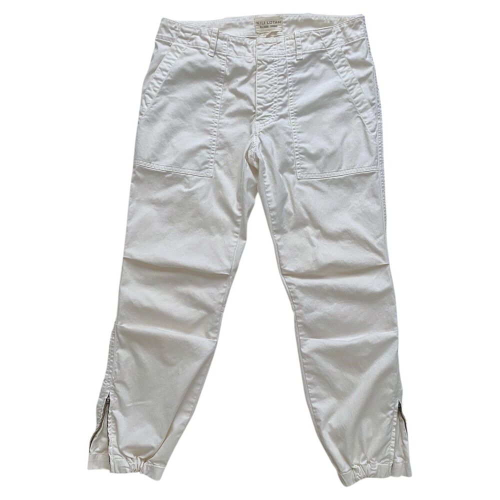Nili Lotan Womens Cropped French Military Pants Mid-Rise Stretch White Size 2